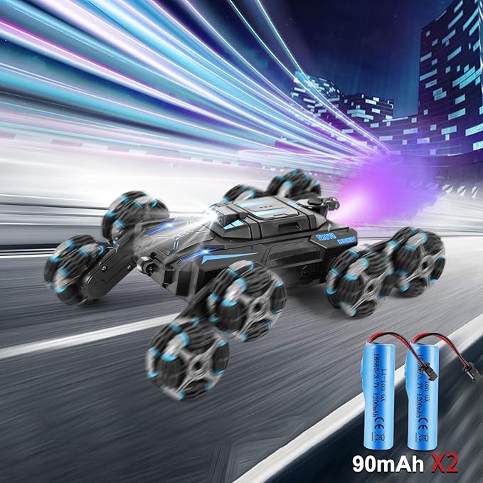 GIAT 8 Wheels Gesture Sensing RC Stunt Car Toy - Birthday Gifts Ideas for Boys Ages 5-7 6-12 8 9 10 11 Years Old Remote Control Off-Road Vehicle with 360-Degree Flips Lights &amp Music