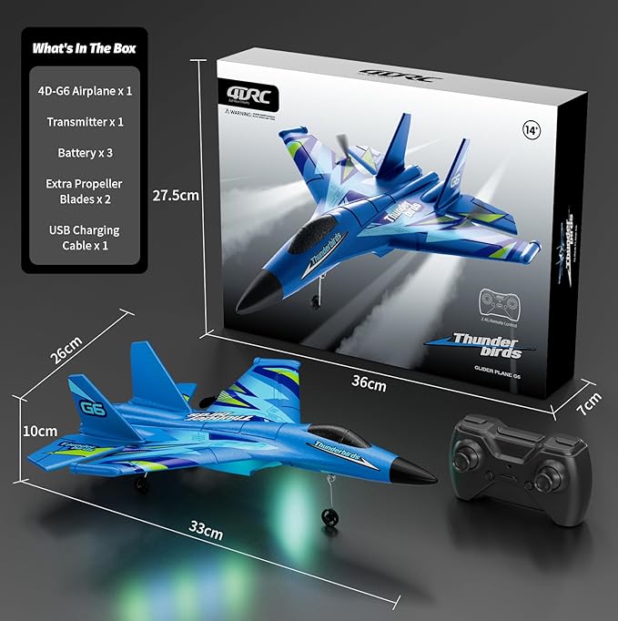 Foam RC Plane with 3 Batteries Remote Control Airplane RC Jet Helicopter Plane for Kids Adults Beginner Easy to Fly RC Fighter Remote Control Aircraft with Automatic Balance Gyro for Adult Kids