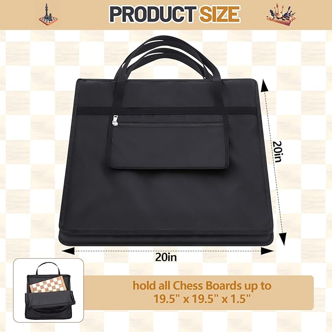 Inch Chess Bag Standard Chess Board Carrying Bag with a Single Zippered Pocket for Storing Your Equipment an Ideal Gift(20 x 20)