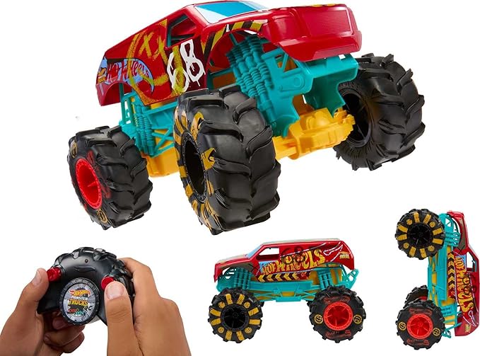Hot Wheels RC Monster Trucks HW Demo Derby in 1:15 Scale Remote-Control Toy Truck with Terrain Action Tires