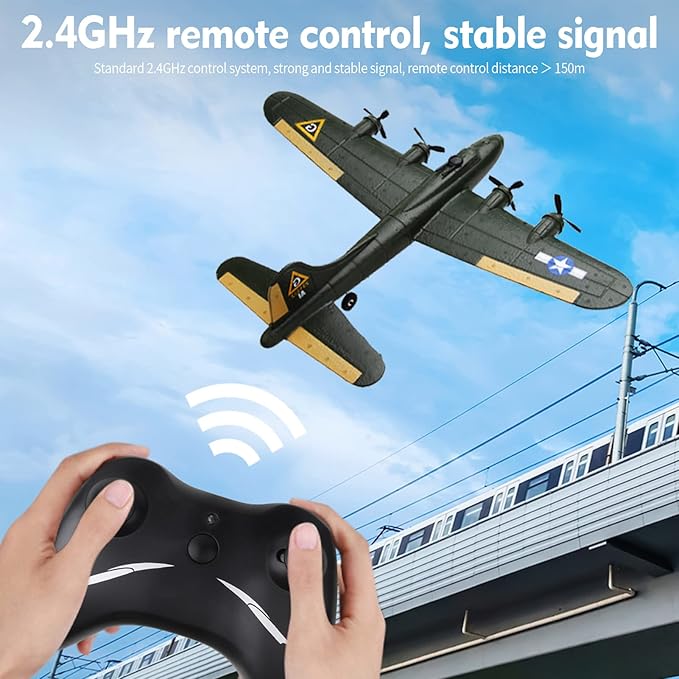GoolRC B-17 RC Plane 2 Channel RC Airplane 2.4GHz Remote Control Airplane Ready to Fly EPP Foam Glider Fixed Wing RC Aircraft Flight Toys for Beginners and Adults