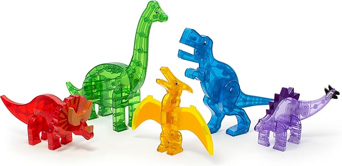MAGNA-TILES Dinos 5-Piece Magnetic Construction Set The ORIGINAL Magnetic Building Brand