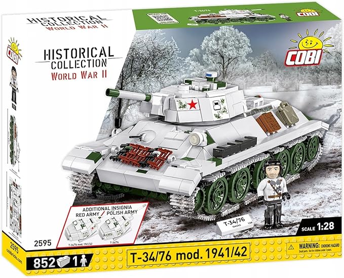 COBI Historical Collection WWII T-34/76 mod 1941/42 2-in-1 (PL/SOV) Tank Building Set 852 Pieces
