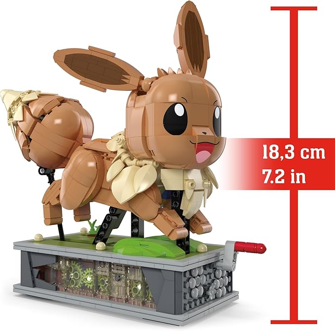 MEGA Pokémon Action Figure Building Set Motion Eevee with 1366 Pieces Turn Crank for Running Movement Build &amp Display Toy for Collectors