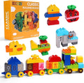 Creative Building Blocks - 116 Pieces Large-Size Blocks Build Train Animal Ideal STEM Toy for 3 Year Old Kids
