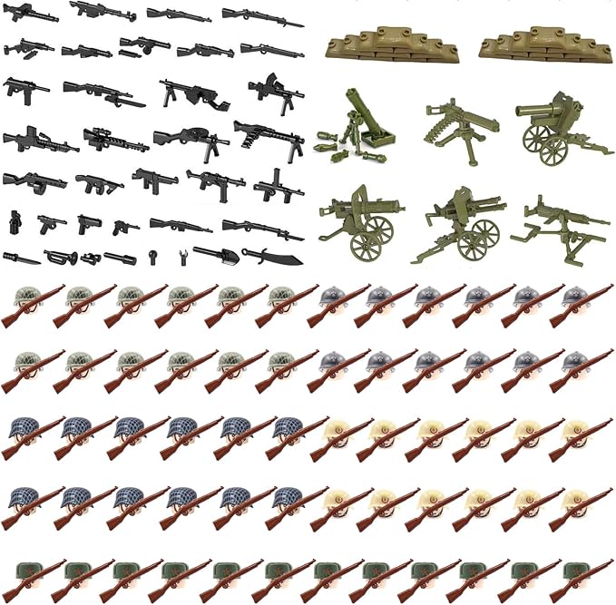 WW2 Building Set Action Figures with Weapon Accessories World War 2 Battle Pack Idea Gifts for Kids (180 Pcs)