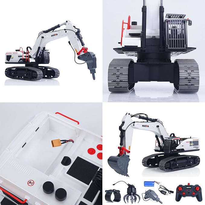 TOUCAN RC HOBBY US in Stock 1/14 HUINA RC Excavator Model 1594 Radio Light Sound Grab Grapple Hammer Battery Adult 14+