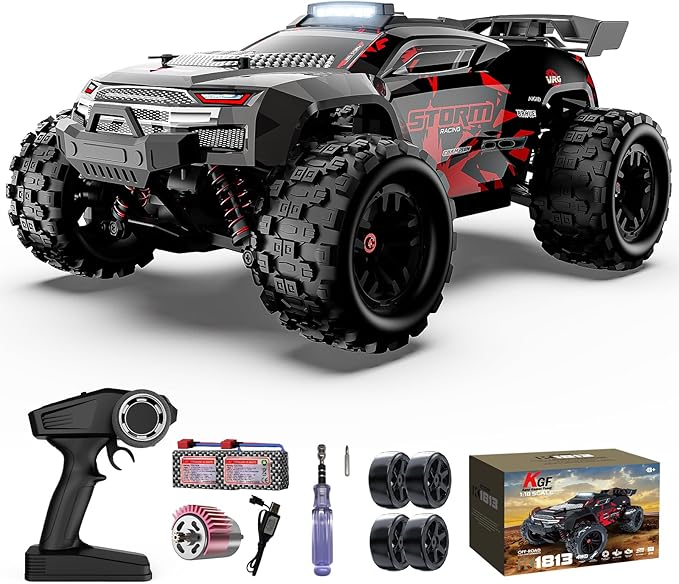 KGF 1:18 Scale All Terrain RC Cars 40km/h High Speed Remote Control Car 2.4Ghz RC Car Toys Gifts for Kids and Adults 4WD Electric Vehicle with 2 Rechargeable Batteries Off Road Monster Truck