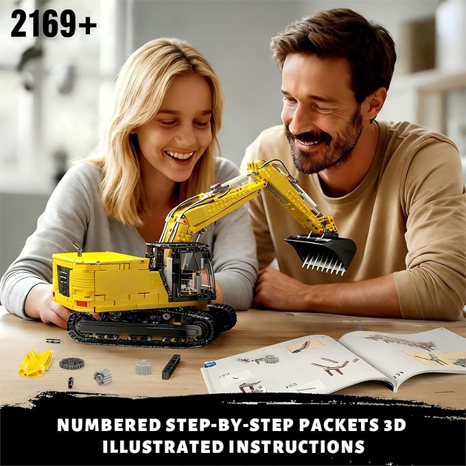 Mould King 13112 Upgraded RC Excavator Building Sets 2169+ Pieces Building Model Kits App Remote Control Construction Truck Excavator Science Kits with Motor STEM Engineering Toys for Teens Adults