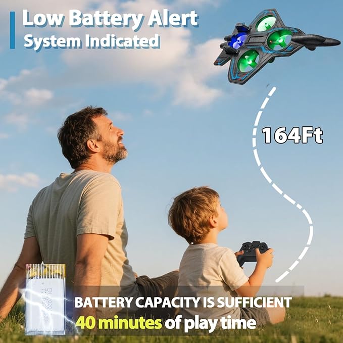 Remote Control Airplane RC Plane for Kids Adults Easy to Fly 2.4GHz RC Fighter Jet Model Plane Durable Foam Glider Aircraft for Beginners with Long Flight Time - Best Gift Toy