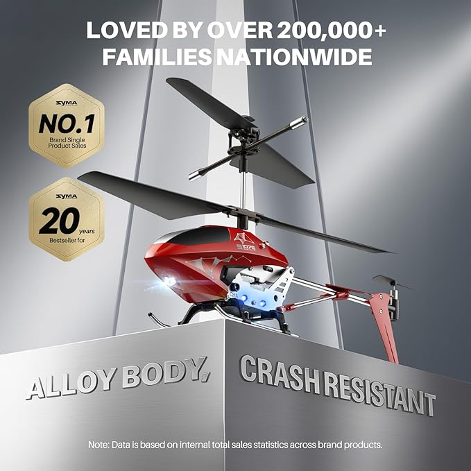 SYMA S107H-E RC Helicopter for Kids 8-12 and Beginners Remote Control Helicopter with Altitude Hold 2 Speed Modes Whole Alloy Toy for Boys Girls Indoor Gift