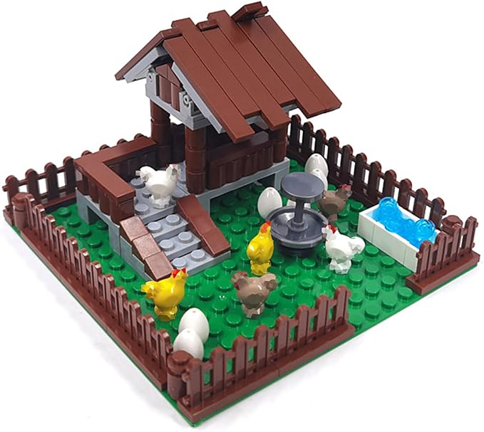 Farm Animals Zoo Building Block Set A Farm Animal Building Toys Sheep Horse Farm Chicken Coop Panda Giraffe Cowshed Duck Pond Compatible with Lego 853792 Accessory for Ages 6-12