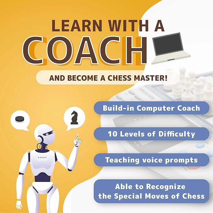 iCore Electronic Chess Set - Develop Thinking Chess Set for Kids Memory Electronic Chess Board - Talking Coach 30 Skill Levels Beginners &amp Adults
