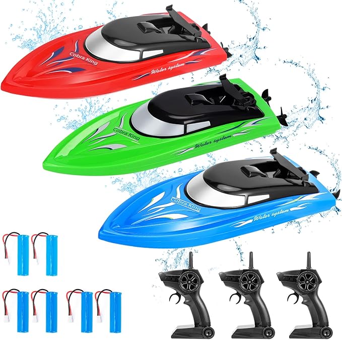 RC Boat 3PACK High Speed Remote Control Boat for Kids &amp Adults 10km/h 2.4G Boats for Pools and Lakes Rechargeable Battery Included