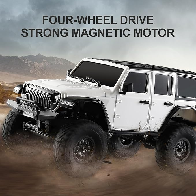 RC Crawler 1/24 RC Rock Crawler 4X4 Monster Truck Off Road Climbing Vehicles with Bright Headlight Waterproof 2.4GHz Remote Control Car RTR for AdultsAll Terrain RC Car White