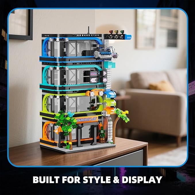 City Parking Tower Building Set for Adults 1144Pcs Vertical Garage Display Compatible with Lego City Mini Cars (6-Stud Wide) &amp 1:64 Die-Cast Models Architecture Building Kit for Collectors