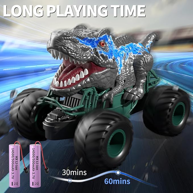 Bennol 2.4GHz Dinosaur Remote Control Cars Toys for Kids Boys 4-7 5-7 8-12 RC Dinosaur Car Toys with Light Sound Spray Indoor Outdoor Toys Gifts for 3 4 5 6 Year Old Boys RC Car Toys for Boy