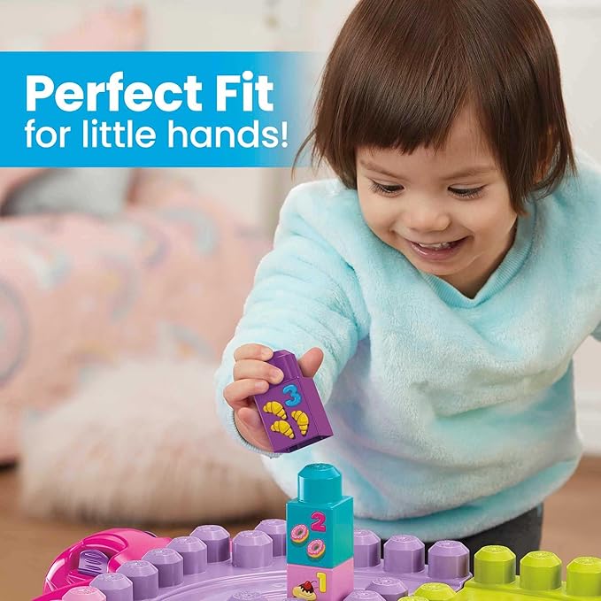 MEGA BLOKS First Builders Toddler Blocks Toy Build ‘n Learn Portable Activity Table with 30 Pieces and Built-In Storage Pink Kids Ages 1+ Years (Amazon Exclusive)