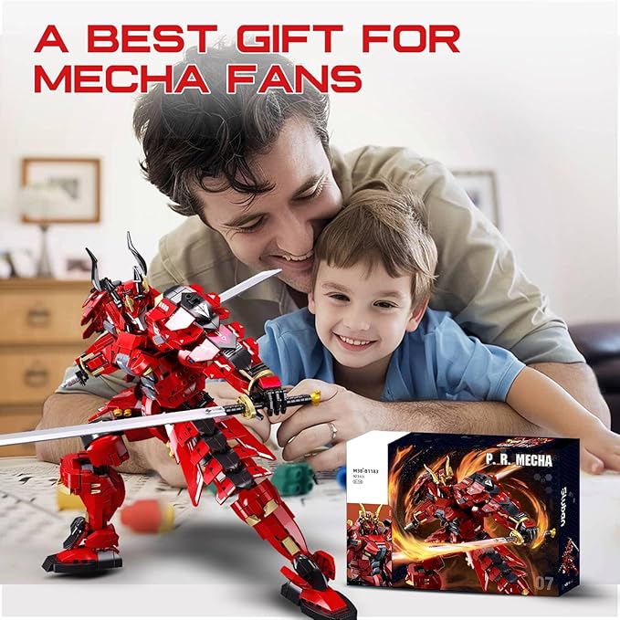 Mech Building Sets Kafei Samurai Warrior Building Toys with Double Swords Collectible Gift for Adults Man and Teens Boys Compatible with Lego Mech Set 923 PCS