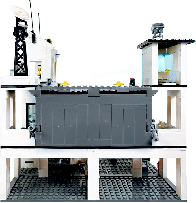 General Jim's Police Station and Jail Building Blocks Set - Multi-Level City Set with Police Vehicles Guard Lookout and Command Center - Compatible with Major Brick Building Brands