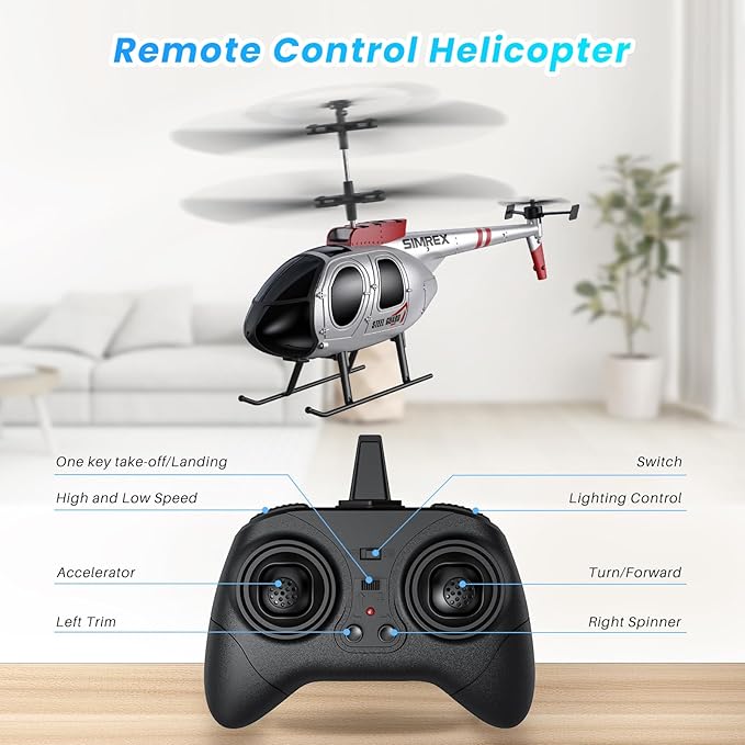 SIMREX RC HelicopterRemote Control Helicopter Toy for Kids &amp Beginners Altitude Hold 2 Speeds2 Batteries Gift for Kids Boys Girls