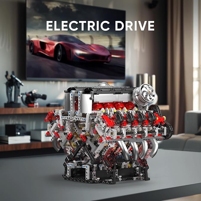Mould King V8 Engine Building Blocks Sets V8 Engine Model Kit That Runs MOC Engineering Model Building Kit with Battery and Motor 2718 PCS Building Blocks for Adults
