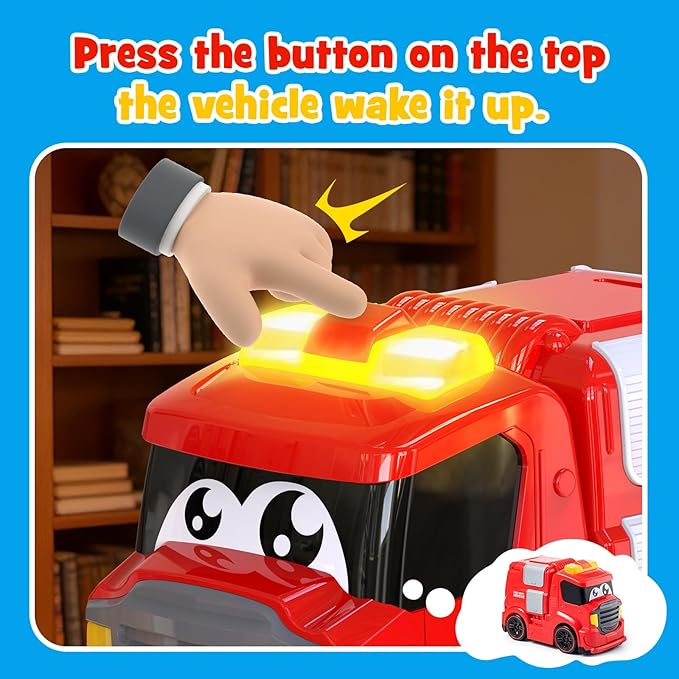 Remote Control Car for Toddlers 1-3 Fire Truck Toy for Ages 2-4 Lights &amp Sounds Emergency Cars Preschoolers Fire Engine for Boys &amp Girls