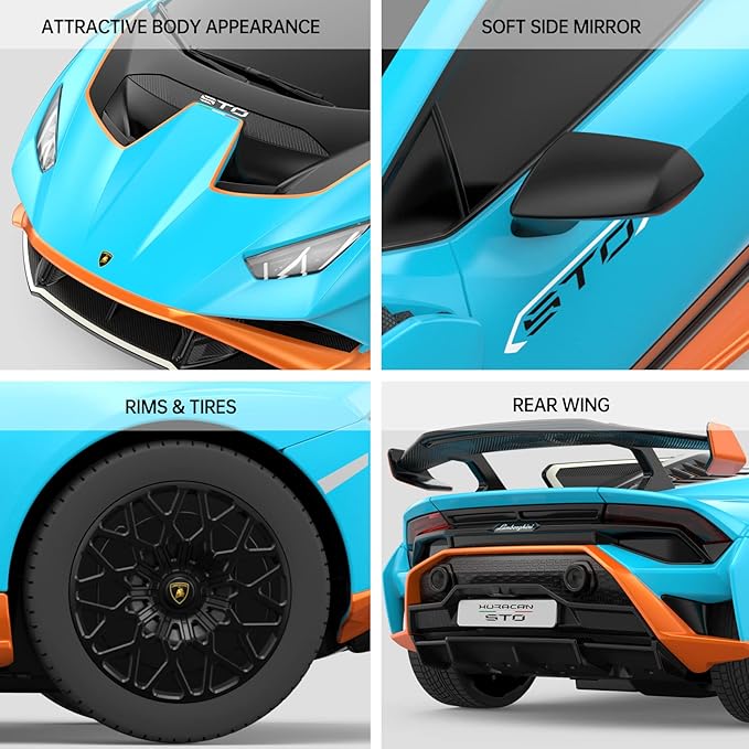RASTAR by Lamborghini Huracan STO RC Car 1:24 Scale Remote Control Toy Car R/C Model Vehicle for Kids Black RC - Blue