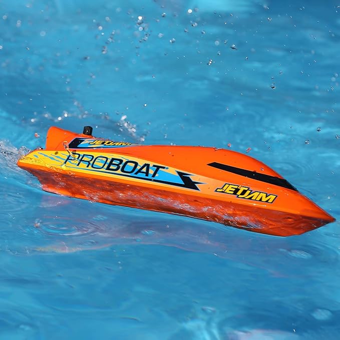 Horizon Hobby Pro Boat RC Jet Jam V2 12 Self-Righting Pool Racer Brushed RTR Batteries for Transmitter Not Included Orange PRB08031V2T1