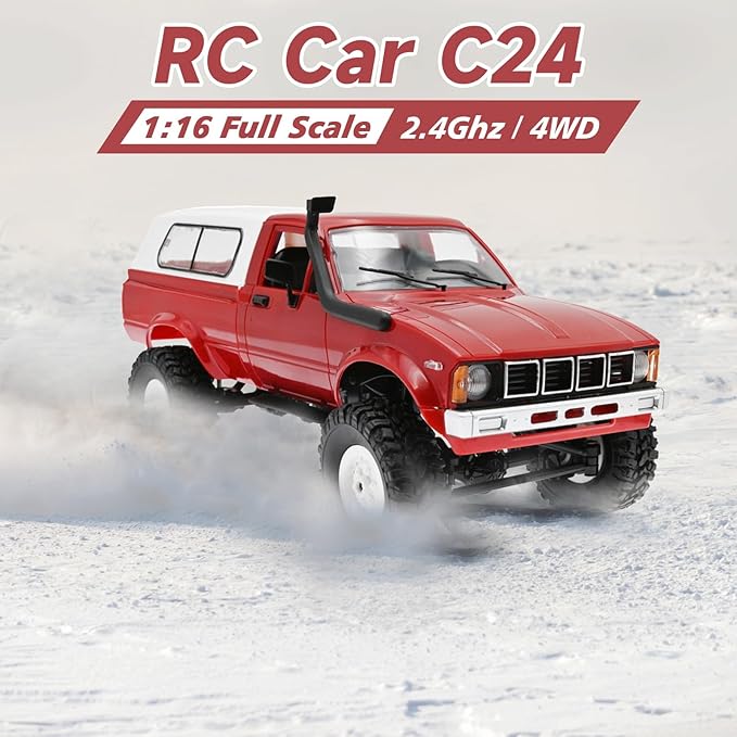WPL C24 1/16 Scale 4x4 RC Rock CrawlerRC Crawlers RC Truck - RTR Off-Road Truck with 2.4GHz Remote Controller All-Terrain car for 14 Years &amp Up (Red)