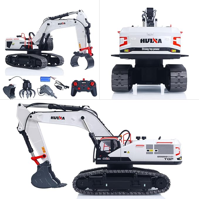TOUCAN RC HOBBY US in Stock 1/14 HUINA RC Excavator Model 1594 Radio Light Sound Grab Grapple Hammer Battery Adult 14+