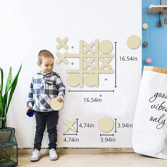 Magnetic Tic Tac Toe Wall-Mount Game Board GamesGame Room DecorKids&ampAdults Indoor Party Game
