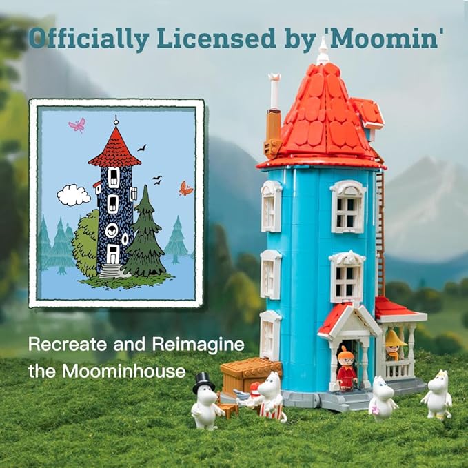 PANTASY Modular Fairytale House Building Set Blue Tower House with Classic Characters Openable Structure and Detailed Interior - Home Display Kit for Fans and Adults