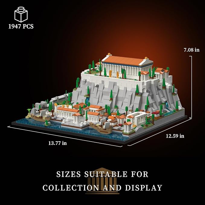 Architecture The Acropolis in Athens Building Sets Collectible Model for Adults Home Décor Model Building Kit Creative DIY Activity Famous Landmarks Collection (1947 Pieces)