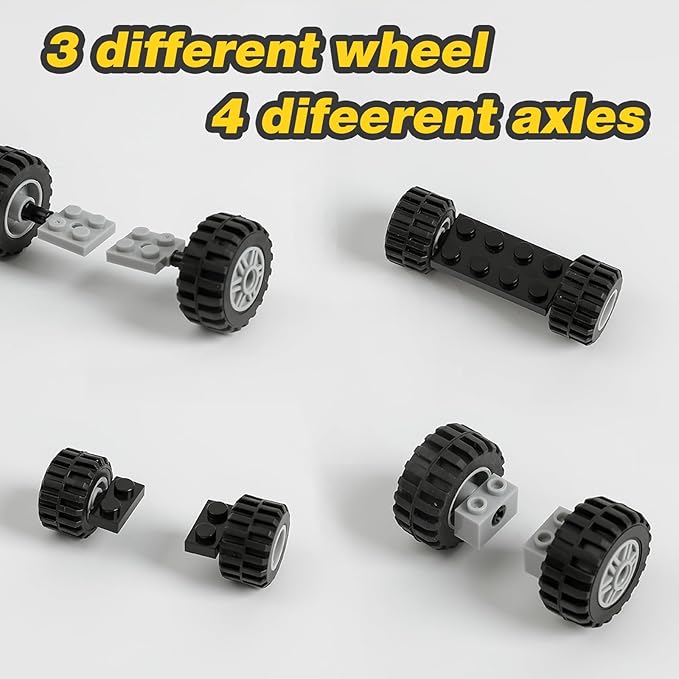 450pcs Wheels and Axles Set Including Wheels Windshield Traffic Light Vehicle &amp Truck Parts Classic Pieces &amp Accessories Compatible with Classic Brick Toys