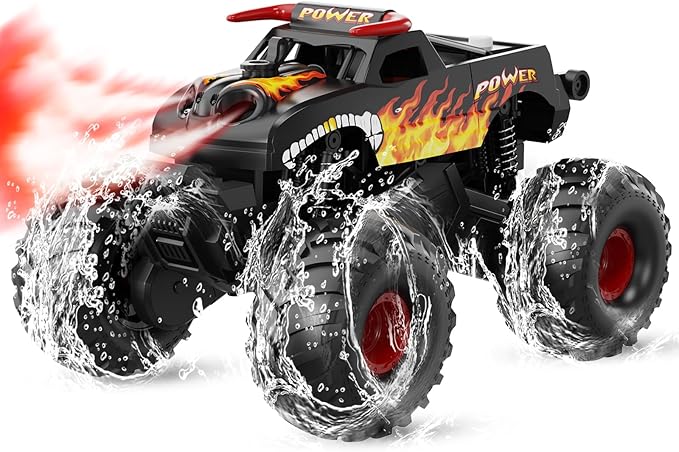 Remote Control Monster Truck Waterproof - 1:16 Scale RC Truck Rc Cars for Boys Age 8-12 Christmas Birthday Gifts 4WD All Terrain Off-Road Pickup Toys for 8 9 10 11 12 Year Old Black