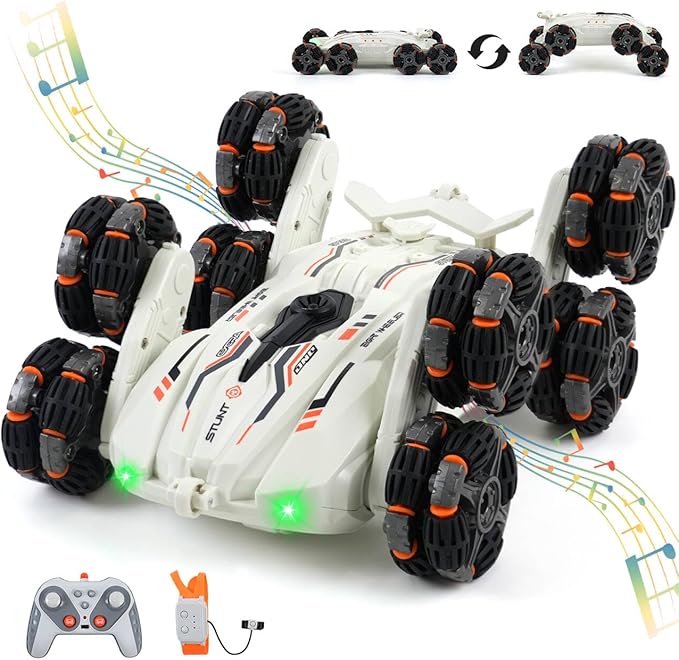 8 Wheels Gesture Sensing RC Stunt Car for Kids - Birthday Gifts for 6 7 8 9 10 11 12+ Years Old Remote Control Off-Road Vehicle 360 Degree Flips &amp Lights &amp Spray Fun Toys for Boys Age 6-12