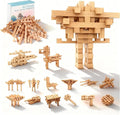 15 in 1 STEM Wooden Building Blocks -15+ Shapes 3D Puzzle Logic Brain Games Educational Toys Gift for Kids and Classroom Montessori STEM Toys for Ages 5+ to Adults