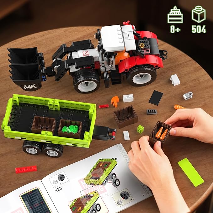 Mould King 24093 Farm Wheel Loader Building Sets 504+ Pieces Mini World City Series Construction Sets Farm Toys for Boy Age 8+