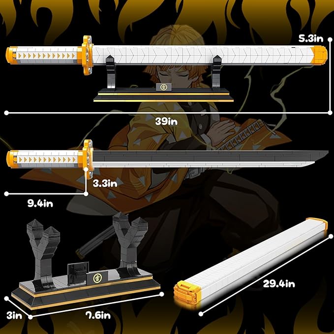 39in Sword Building Block Sets Compatible with Lego Set 956PCS Zentisu Samurial Sword with Scabbard and Stand for Boys Adults 8 9 10 11 12 13 14