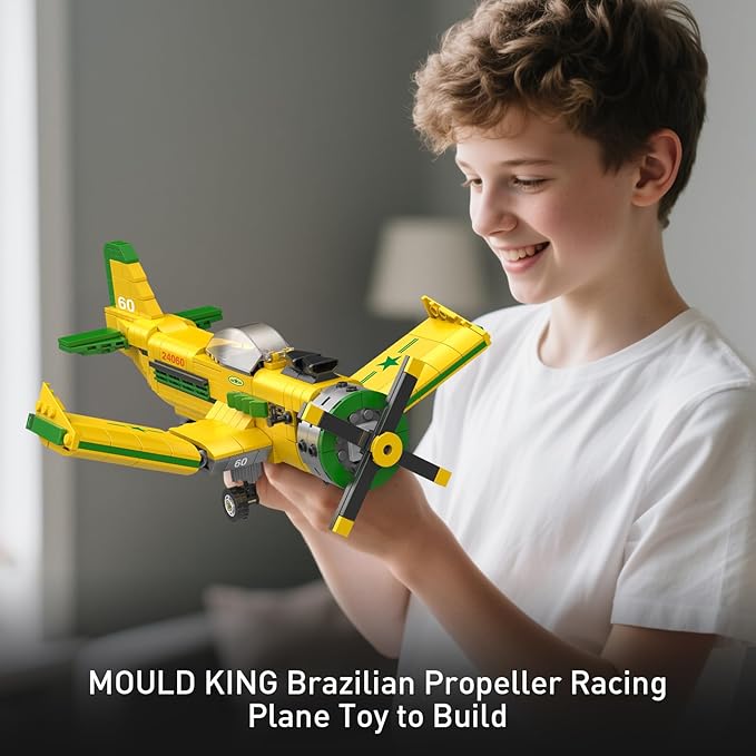 Mould King 24060 Race Plane Building Toy for Kids 562PCS Propeller Airplane Model Blocks Set for Display Collection STEM Toy Gift for Boys and Girls Ages 8+