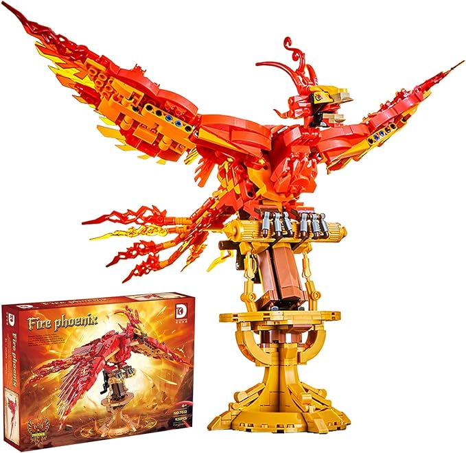 Magic Fire Phoenix Set Compatible with Lego 938PCS Fire Phoenix Toy Collection Model for Adults Christmas Birthday Gift for Kids Boys Girls