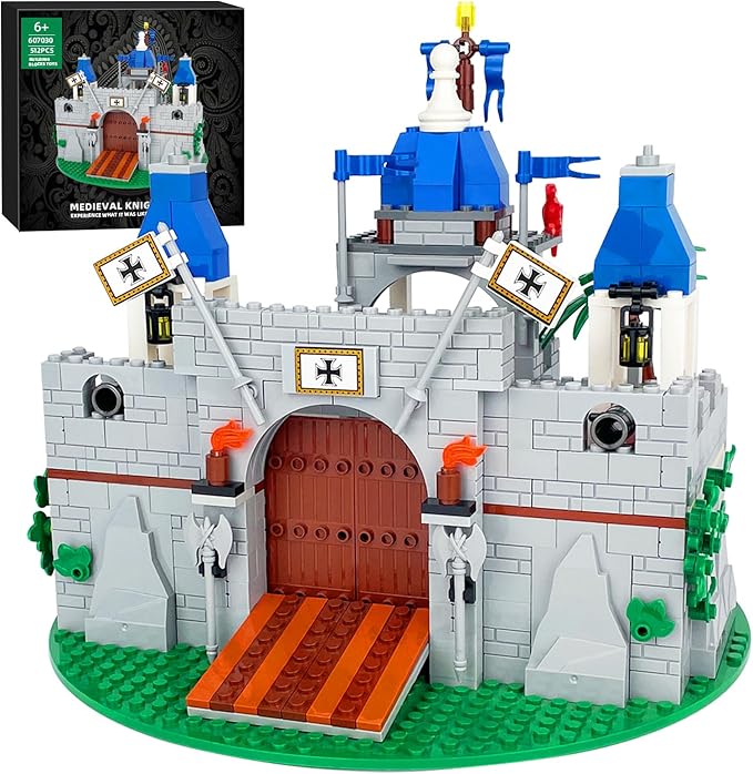 Medieval Knight Castle Building Blocks Set – Comes with 12 Knights Figures  Compatible with Lego Medieval Town Square House Toys  for Adults &amp Children Ages 6+