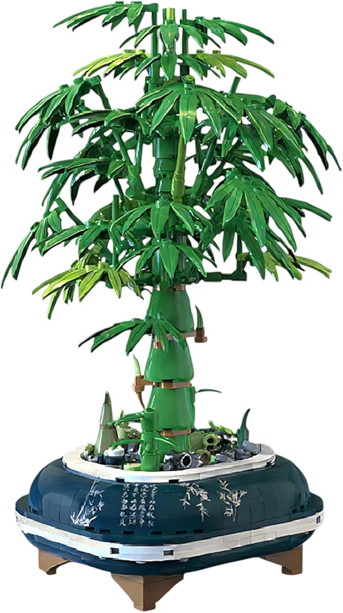 DIY Lucky Bamboo Building Set for Adults – Realistic Artificial Desk Plant for Office Decor Zen Stress Relief Decoration Aesthetic Gift for Birthdays and All Events
