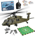 FunXylophy WL K170 RC Helicopter 2.4G 4CH Flybarless 6-Axis Gyroscope Altitude Hovering RC Military Helicopter with Display Stand and Apron Takeoff Landing Pads (RTF Version)