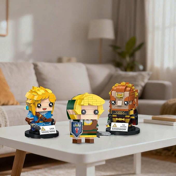 TOY PLAYER BOTW Link Figure Building Set Link Action Figures with Master Sword and Ganondorf Birthday Party Decorations Supplies Gifts for 14+ Fans &ampAdults (200+ Pieces)