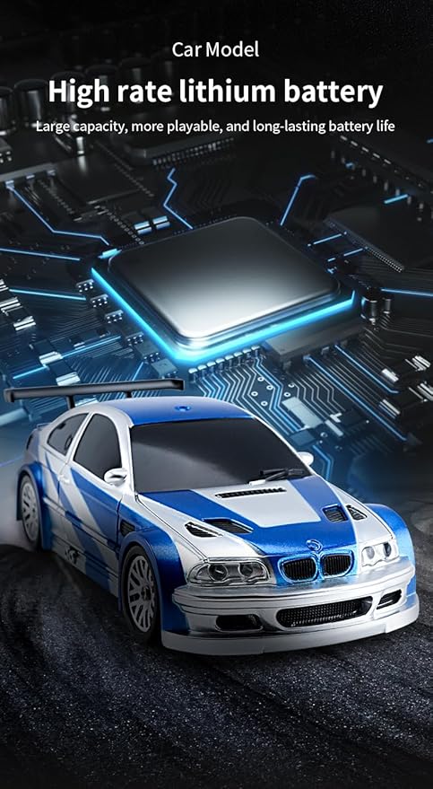 1/43 Mini RC Drift Car 2.4GHz RTR Full Proportional Remote Control Cars 4WD High Speed Racing Lights Kit and Racing Tires (4302)