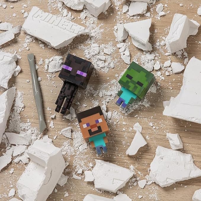 Paladone Minecraft Official Licensed Excavation Kit for Kids Gamer Decor and Gift for Boys and Girls 3 Iconic Gaming Characters Included Interactive Dig Toy