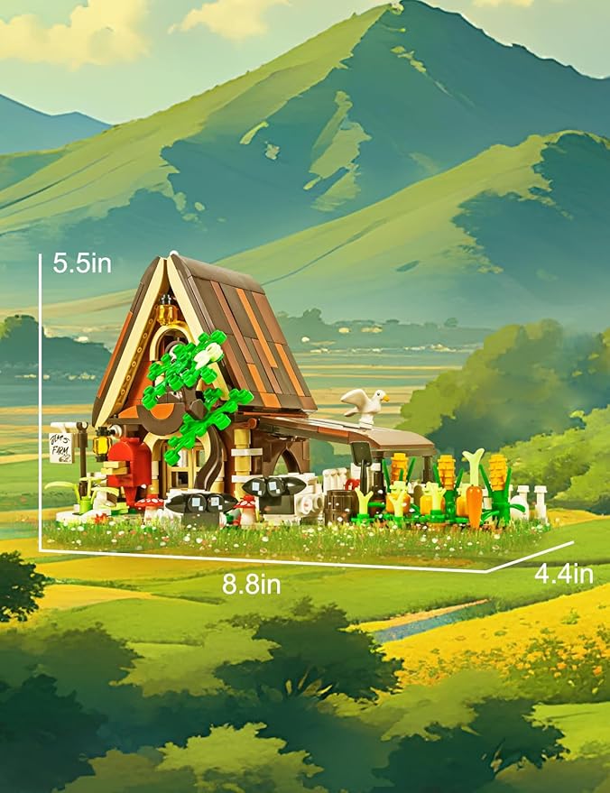 SEMKY City Series Farm House Building Blocks Set with LED Lights (610Pieces) Creative Farm House Model Gifts for Kid and Adult