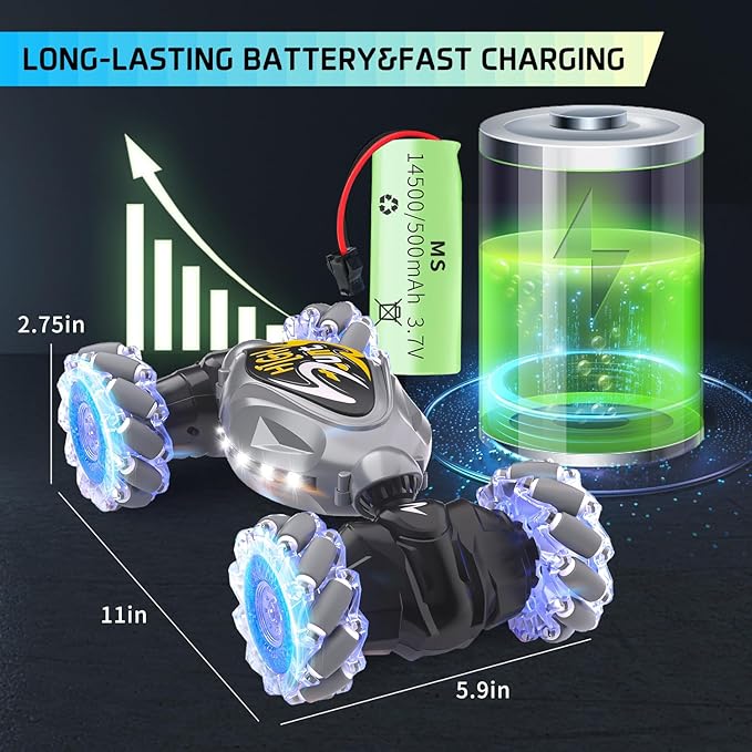 RC Cars 2.4Ghz 4WD New Gravity Gesture Sensing Remote Control Car Toys Stunt Twist Truck Toys for 6-12 yr Boys &amp Girls RC Drift Car with Light Music Best Gift for Kids Age 7 8 9 10 11 yr
